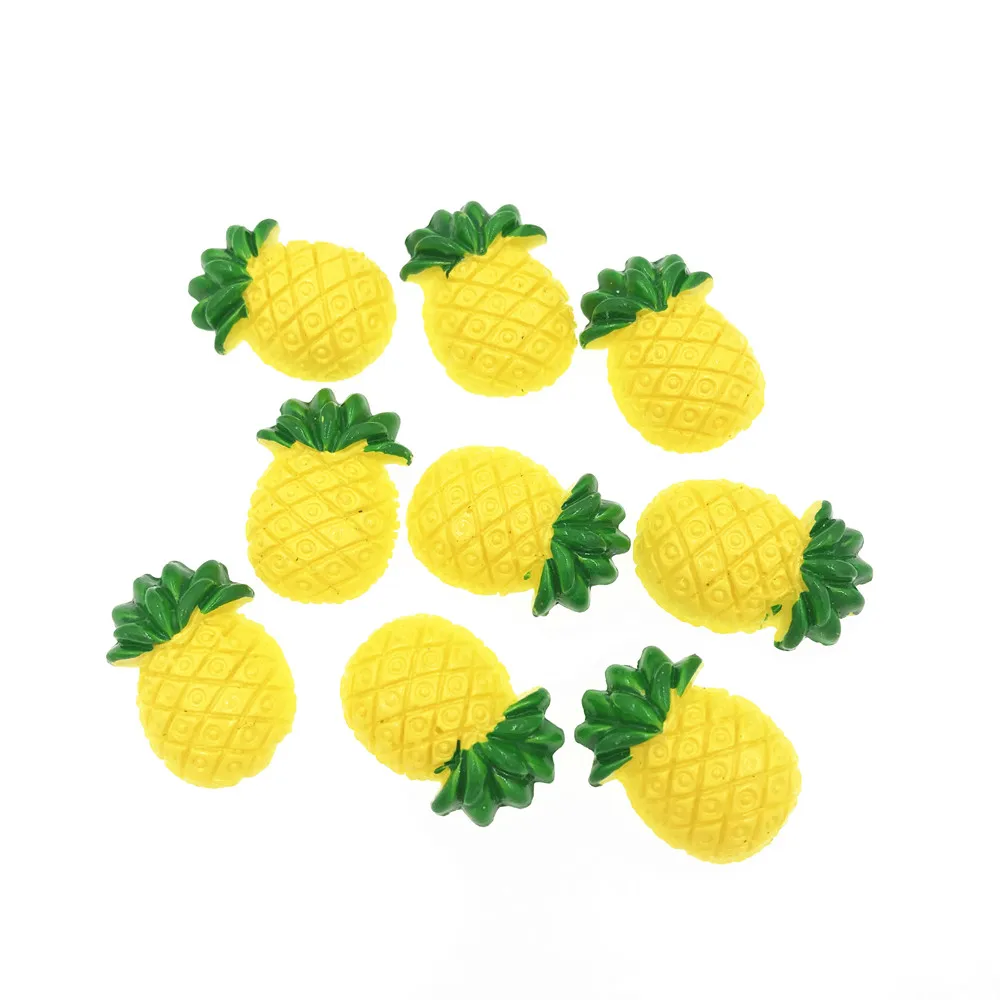 10Pcs/lot Flat Back Resin Cabochon Artificial Fruit Pineapple Flatback Cabochons DIY Phone Case Decoration Hair Bow Accessories