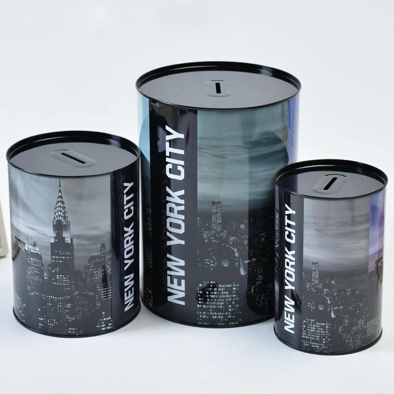 Metal Big Piggy Bank for Adults Children Money Jar Coin Box and Ticket Retro Large Savings Box Savings Period Birthday Gift
