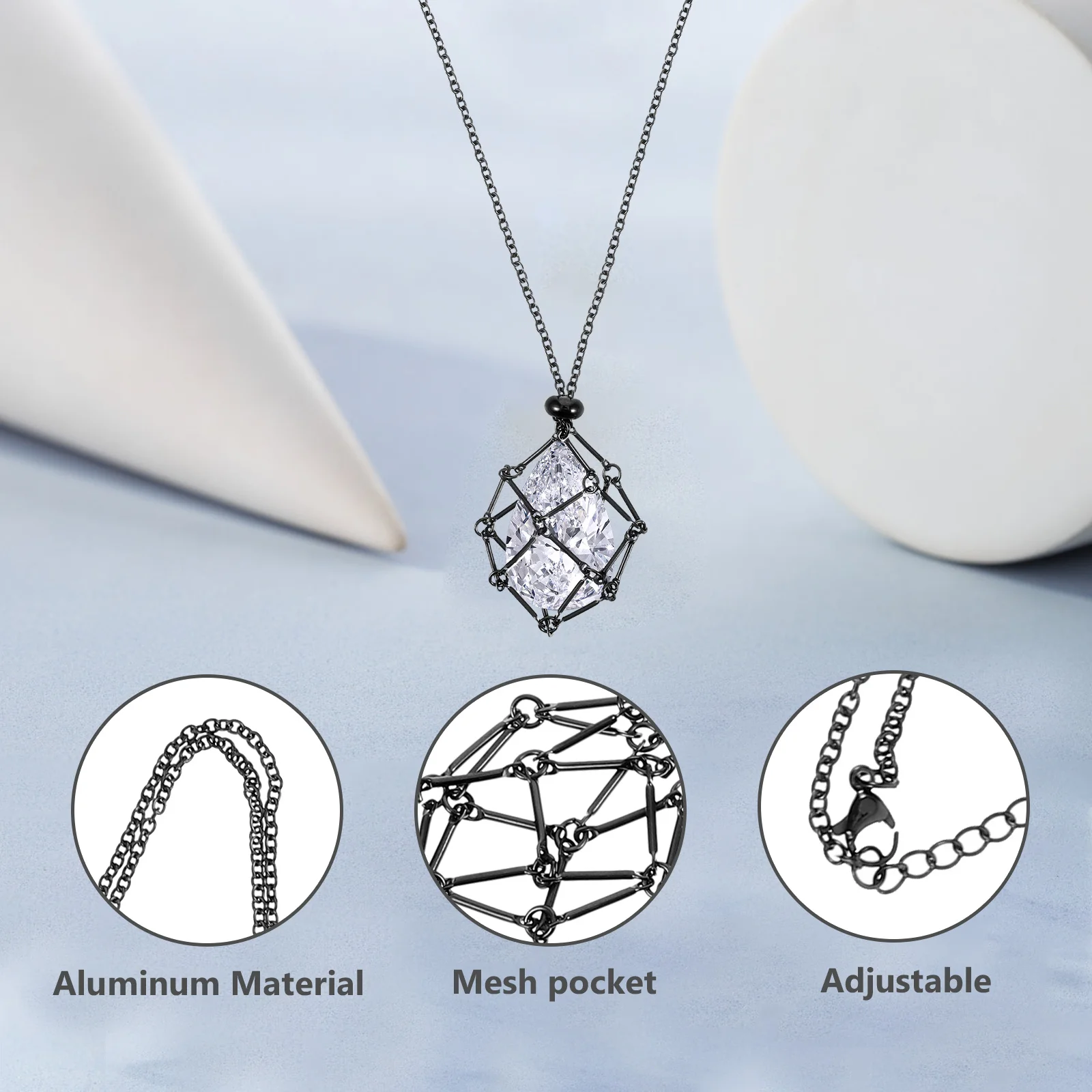 

Crystal Holder Necklace Metal Cage Hollow Pendant Stylish Crystal Holder Necklace for Special Occasions and DIY Jewelry