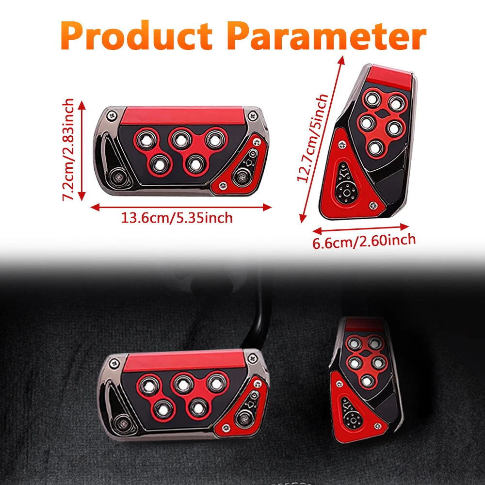2PCS ABS Transmission Car Foot Brake Pedals Cover Fuel Gas Foot Pad Set Kit Non-Slip