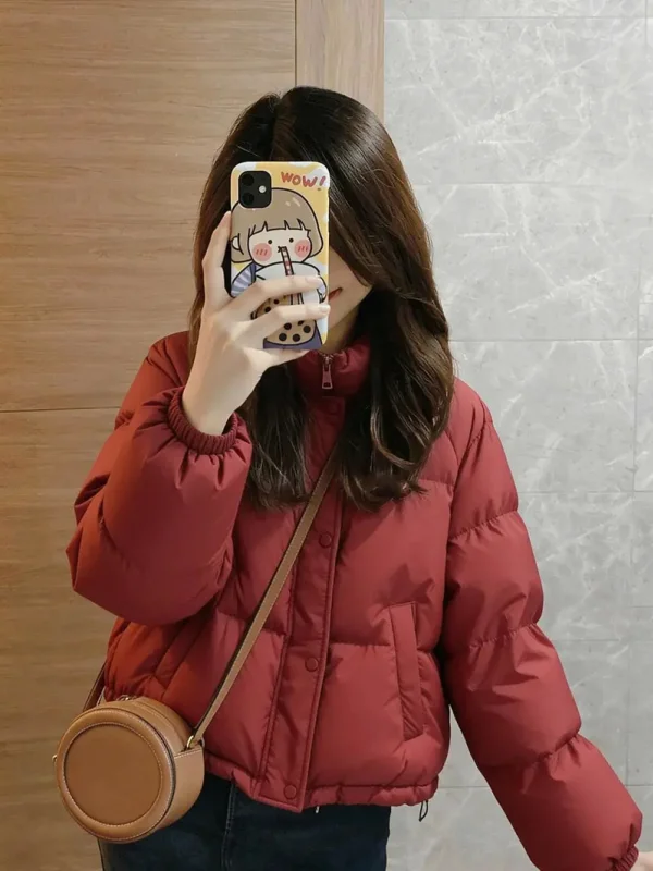 

Hong Kong Sle Red Thiened Winter Coat Women's Loose Faionable Versatile Warm Top Commute Korean Sle round Ne Zipper