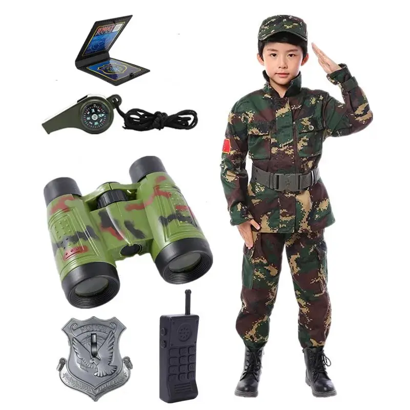 Disfraz de soldado del ejército de camuflaje para niños, conjunto de accesorios de juguete para Cosplay de Halloween, juegos de rol y Carnaval