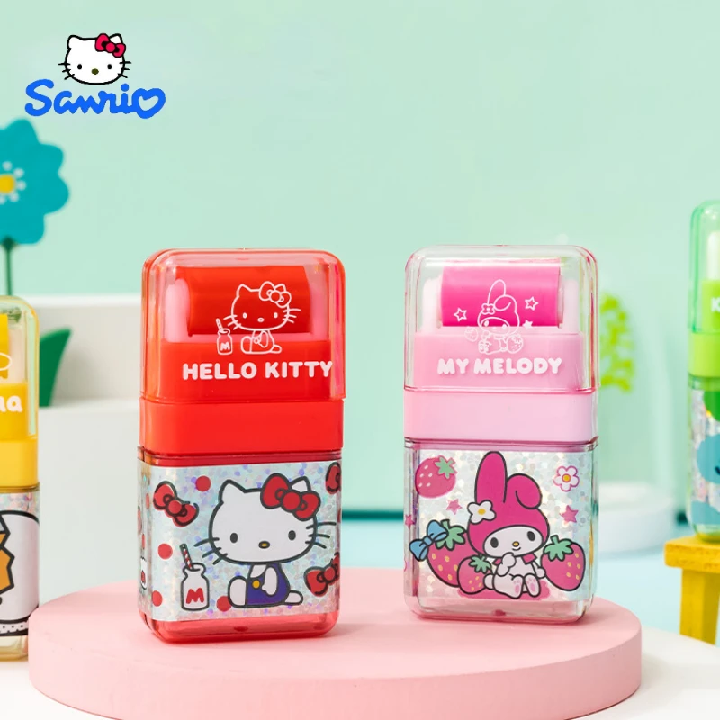 Hello Kitty Melody Eraser Anime Sanrio Family Cartoon Cute Creative Roller Eraser School Supplies Students Desktop Decorations