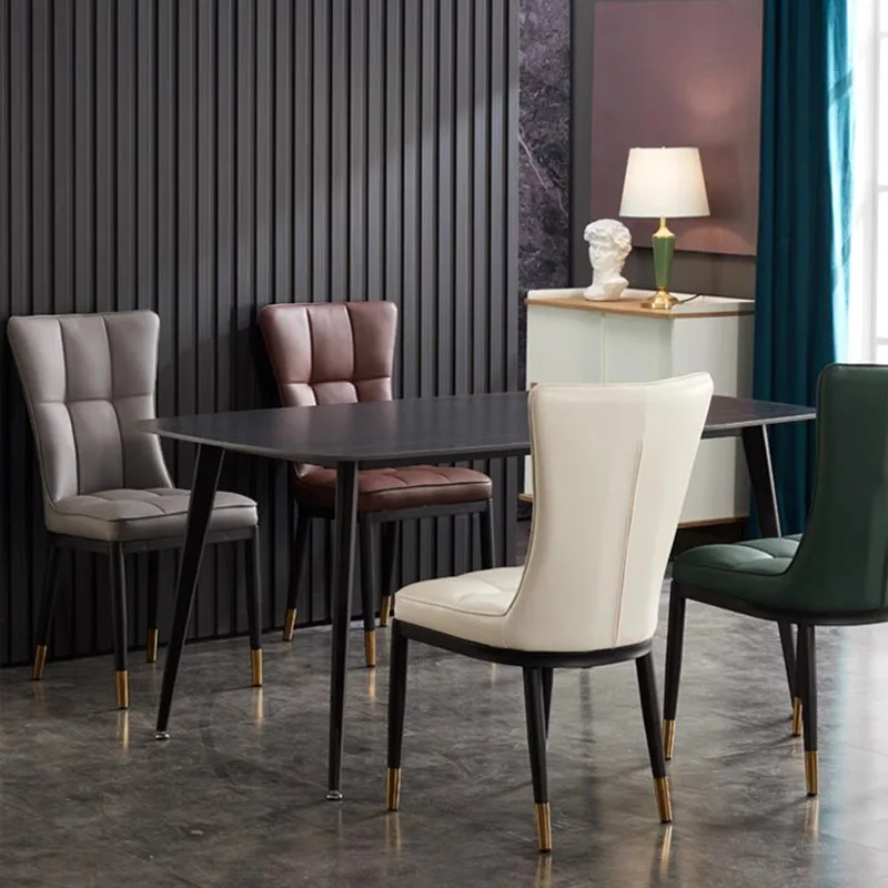 Aesthetic Luxury Dining Chairs Modern Comfortable Vanity Chair Designer Kitchen Leather Ensembles Salle À Manger Furniture