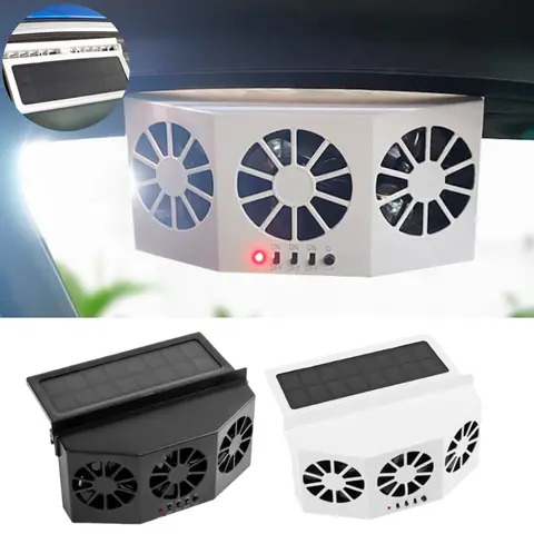 Car Solar Powered Exhaust Fan USB Rechargeable Window Fan Air Vent Cooling Air Circulation Ventilation Fan for Vehicle Truck