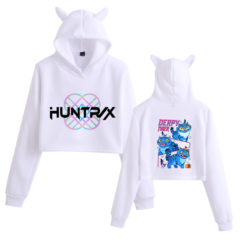 

Популярная толстовка с кошачьими ушками и принтом фильмов для девочек и женщин, укороченный топ с длинными рукавами 2024, уличная модная одежда в стиле Харадзюку для девочек