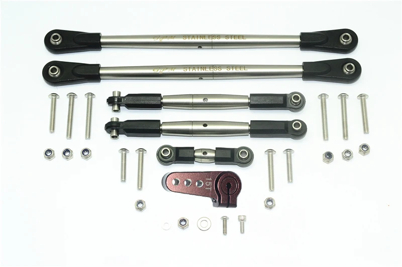 GPM STAINLESS STEEL ADJUSTABLE TIE RODS W. ALUMINUM SERVO HORN FOR 1/6 SUPER BAJA REY 4X4 -LOS05013