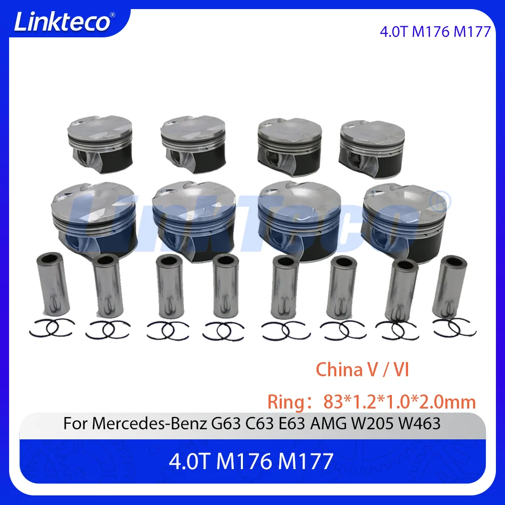 83MM Engine Parts Piston With Ring Set Fit 4.0 L T M176 M177 For Mercedes-Benz G63 C63 E63 AMG W205 W463 4.0T 4.0L 1770306000