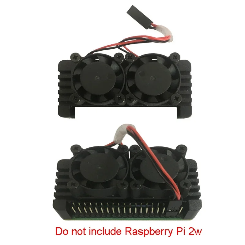 Dissipador de alumínio com ventiladores duplos, Raspberry Pi Zero, PI0, 2 W, 2 W