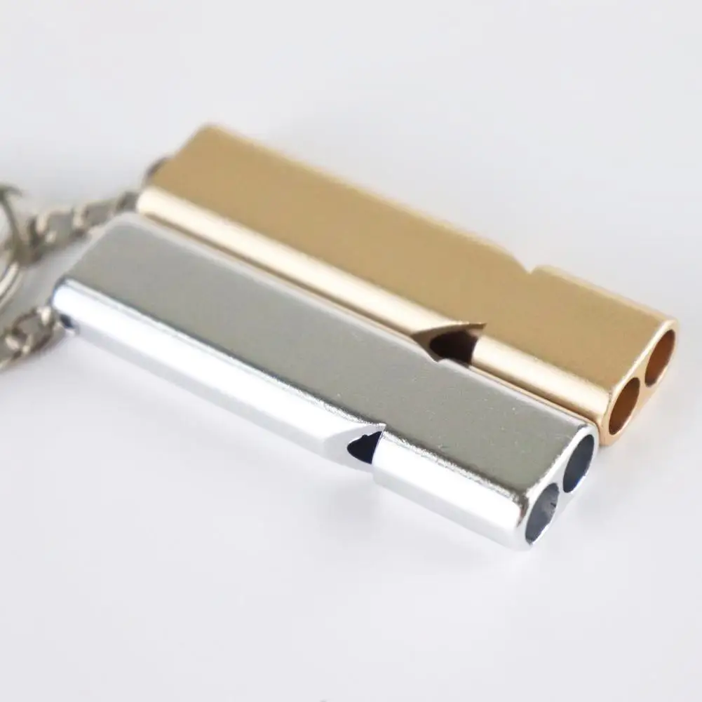 Aluminum Alloy Whistle Dual Frequency Survival Whistle Double Tube Outdoor Survival Survival Emergency Whistle Equipment Tool