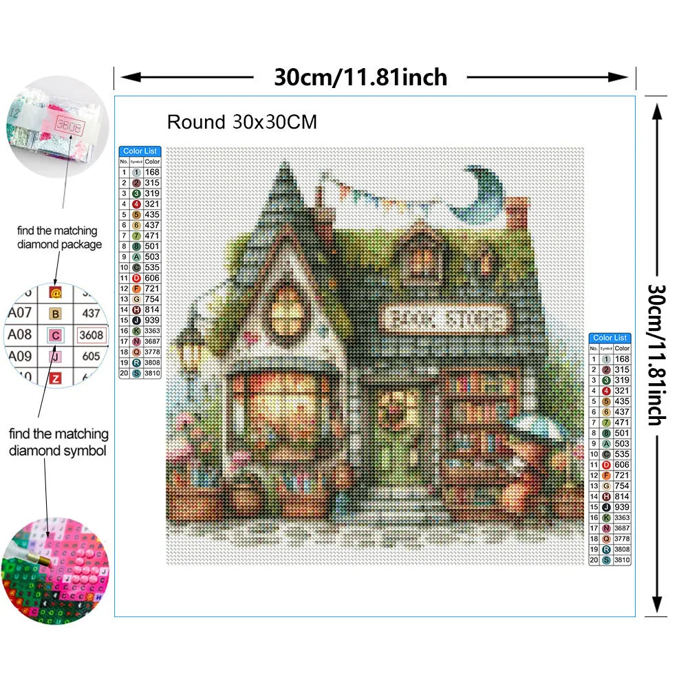 New 5D Shop Cabin Diamond Painting Set Cartoon DIY Diamond Embroidery Mosaic Rhinestone Art Home Decoration Gift