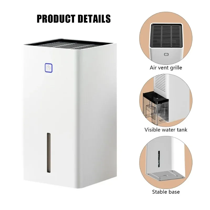 Small Electric Dehumidifiers 1.1L Moisture Remover Ultra Quiet Moisture Absorbent Dehumidifier 25W Auto-Off for Home Room Office