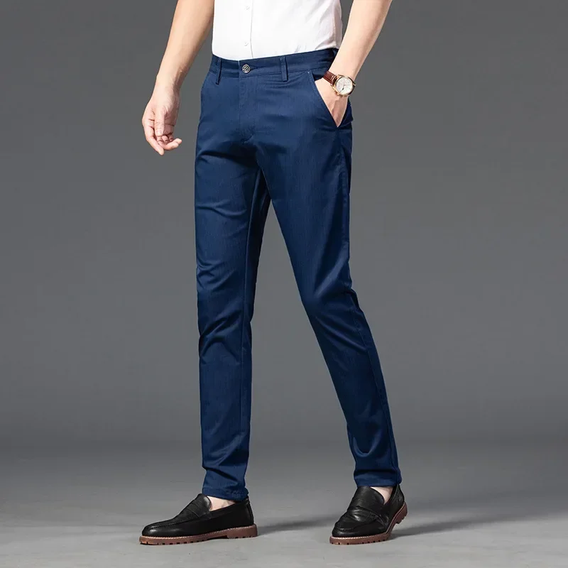Fashion New Men's Business Casual Suit Pants Spring Summer Thin Slim Straight Leg Pants for Men Formal Social Men Clothing Y2k