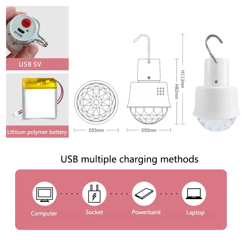 YIKEXIN LED Charging Mini Atmosphere Light USB Colorful Portable Small Hanging Lamp Party Bar Living Room Bedroom Lights