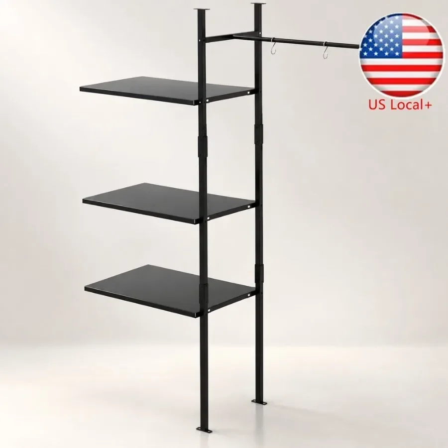 Metal Shelving Kit 62 x 25 x 16 for outdoor storage sheds steel, gray, 57 cu.ft capacity, includes metal hooks, versatile confi