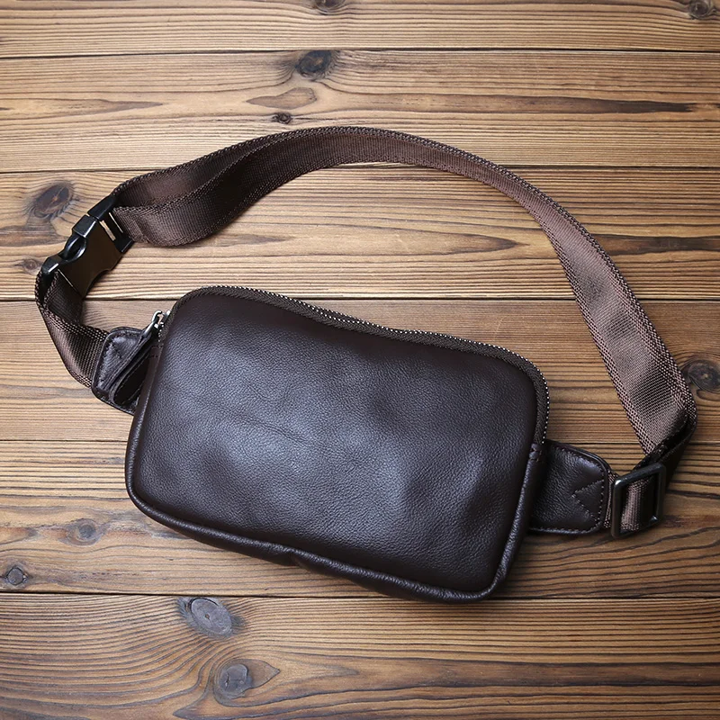 NZPJ Herren-Brusttasche aus echtem Leder, Umhängetasche aus natürlichem Rindsleder, lässige Umhängetasche, sportliche multifunktionale Handy-Hüfttasche – Detail 18