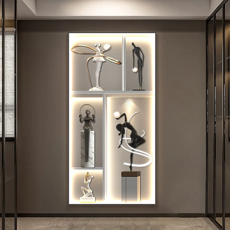 Modern Abstract Character Art LED Mural Lamp Corridor Living Room Dining Room Remote Dimming Interior Decoration Lamp Mural