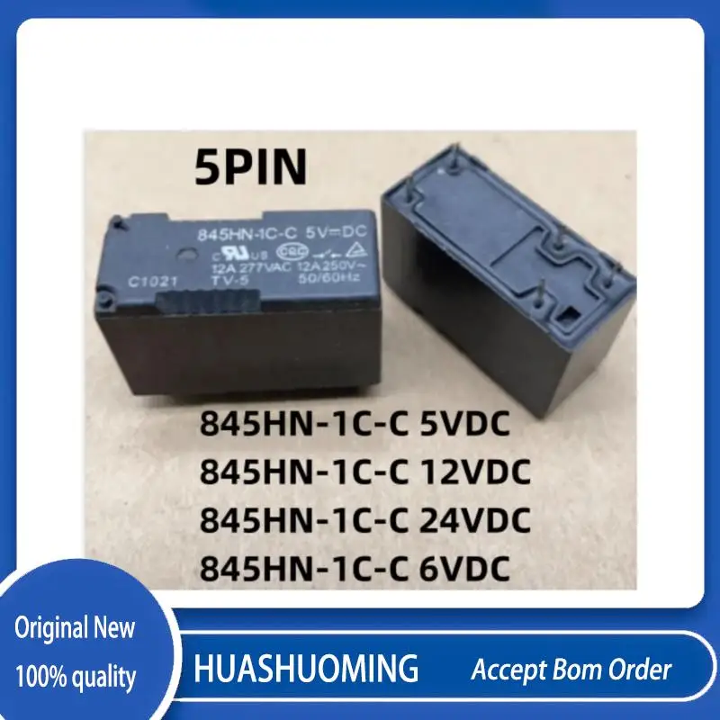 NEW 5PCS/LoT   845HN-1C-C-12VDC  845HN-1C-C-24VDC  845HN-1C-C  12VDC  845HN 1C C DC12V 5PIN 12A 507-1CH-F-C