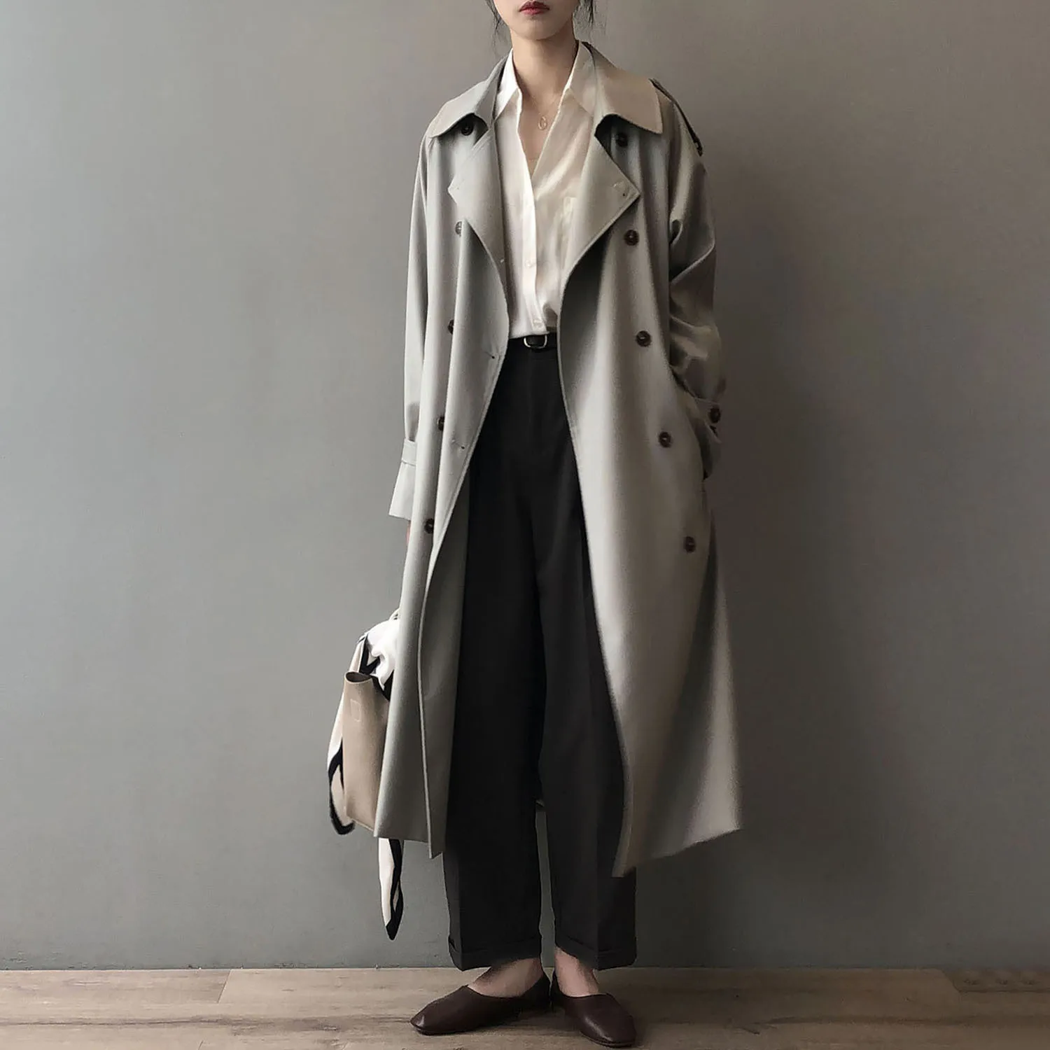 

Long windbreaker women's spring new Korean style loose fit waist slimming casual jacket for women