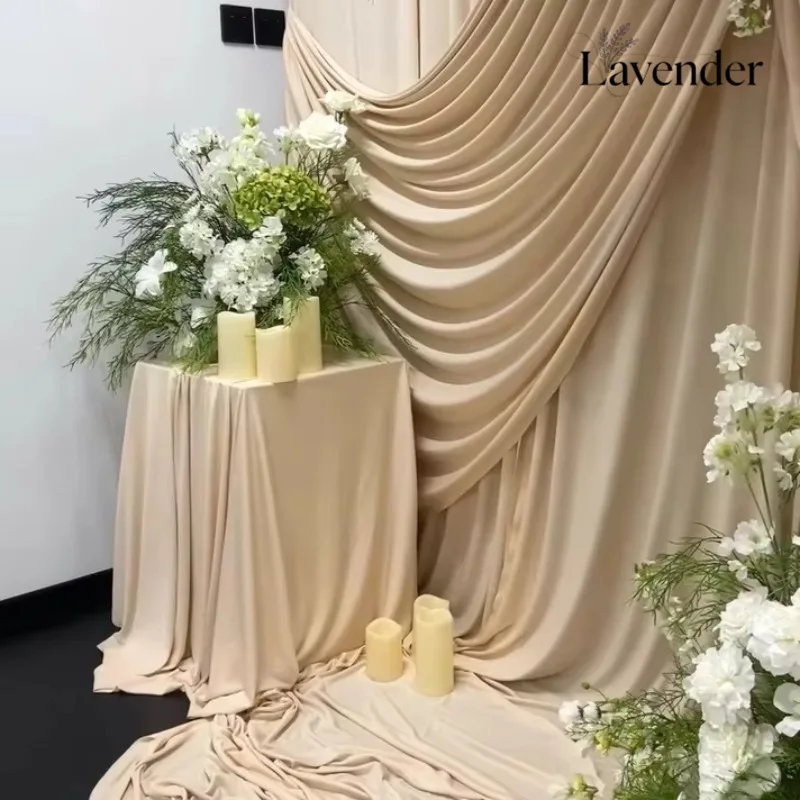 Champagne Orange Yellow Stretch Milk Silk Fabric, Drape Cloth for Festival & Wedding Decoration DIY Ceiling Hanging Decor