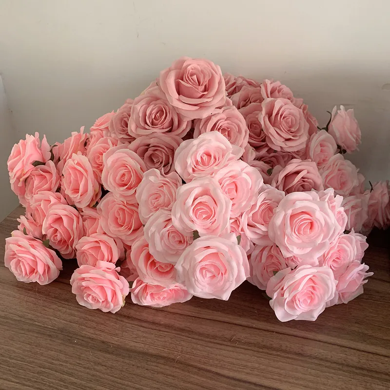 9Heads Roses Bouquet Artificial Flower light Pink nude Pink Rose Fake Rose Living Room Dry Flower Decoration Wedding