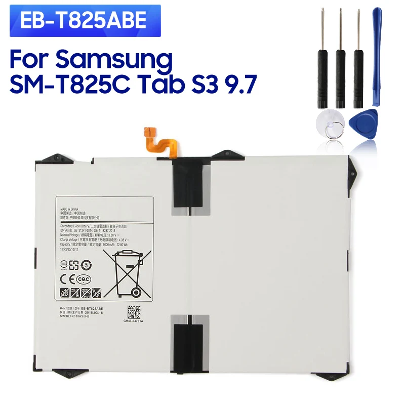 

New Replacement Battery EB-T825ABE For Samsung SM-T825C Tab S3 9.7 SM-T820 T820 T825 T827 Table Batteries 3600mAh