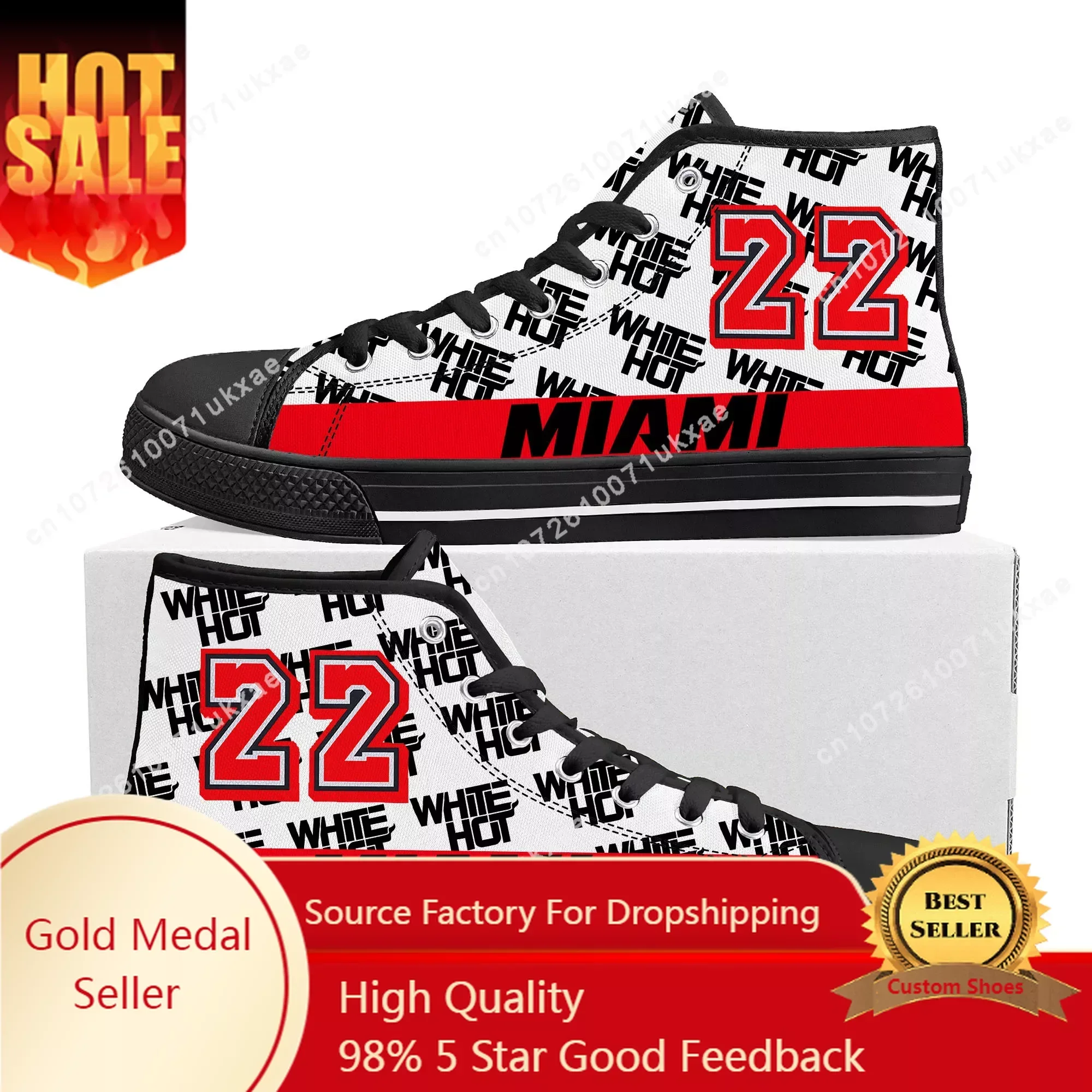 

Miami Number 22 14 13 White Hot High Top Sneakers Mens Womens Teenager Canvas Sneaker Casual Custom Made Shoes Customize Shoe