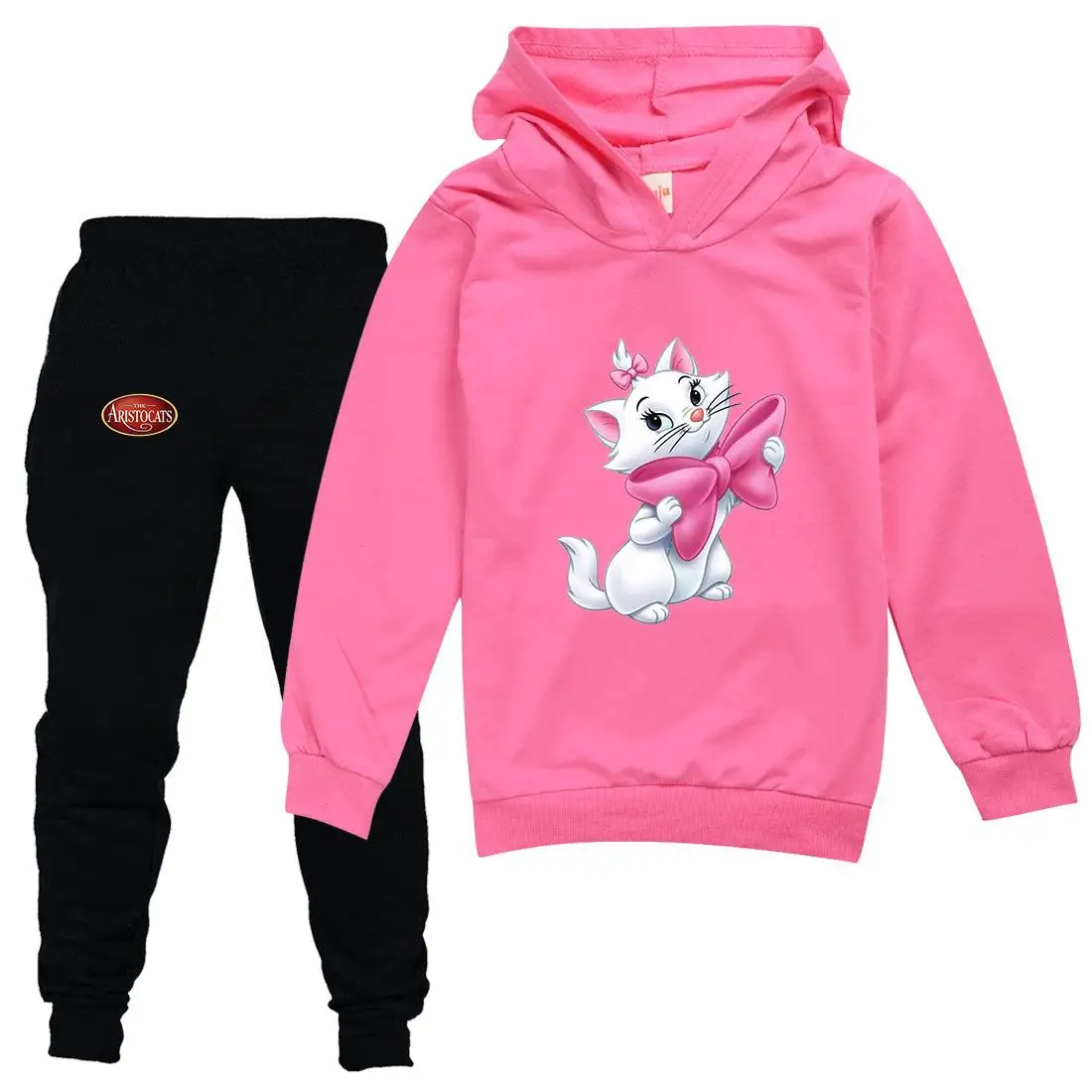 The Aristocats Marie Cat Kids Clothing Sets Suit Boys Girls Tracksuits Kids Sport Suits Stich Hoodies Teen Tops Pants 2Pcs Set