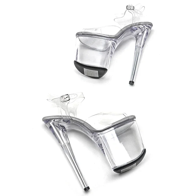 Leecabe 20cm/ 8inches  Clear PVC Upper New  Fashion trend Clear platform  high heel sandals  stripper heel pole dance shoes