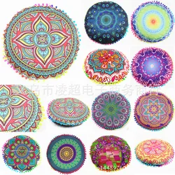 Mandala Floor Pillows Case Bohemian Meditation Cushion Cover Round Flower Print Pouf Retro Boho Tapestry Cover Cases 2pc/lot