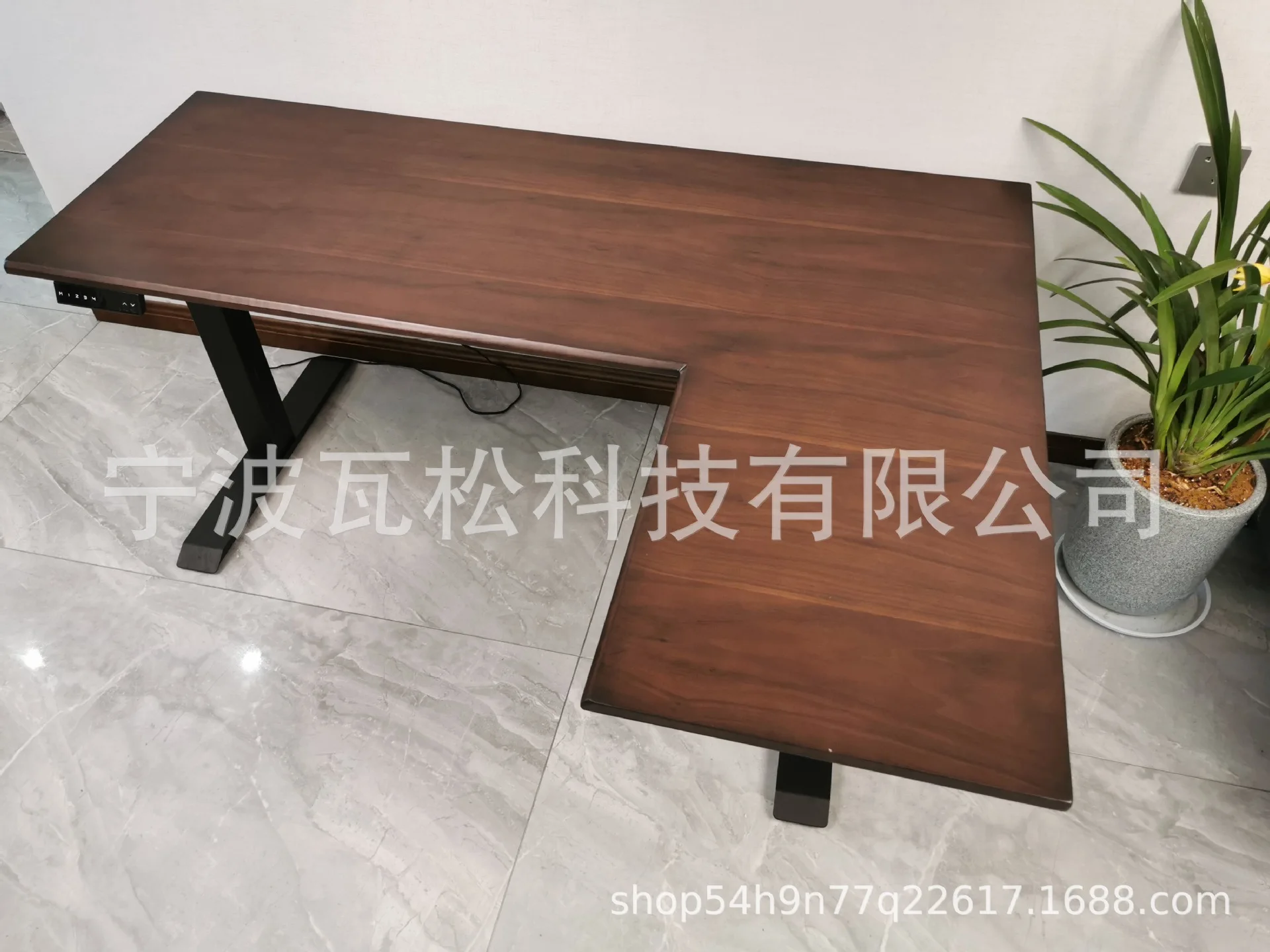 Intelligent L-shaped Corner Lifting Table, Standing Computer Desk, Desktop Office Corner Learning Desk, Solid Wood Desktop