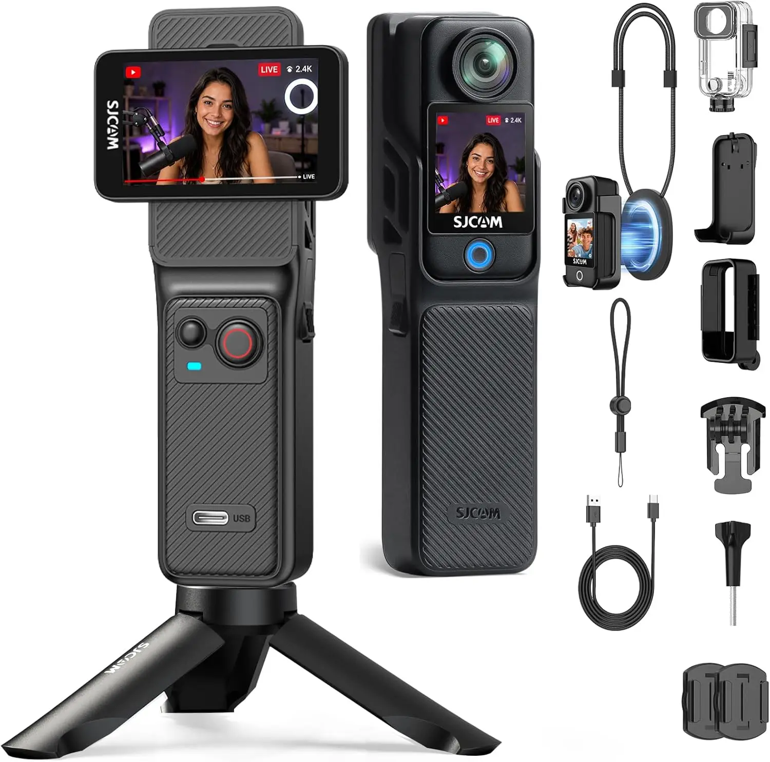 4K Waterproof Vlogging Camera with 7 Hour Battery