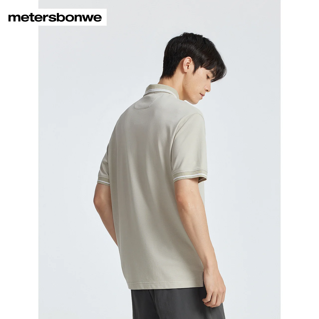 Metersbonwe Lapel Short-sleeved T-shirt for men, Pure Color Knit Casual New design Polo Tops, summer image 2