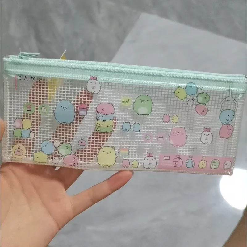 Japanese Style Cute Cartoon Sumikko Gurashi Grid High Aesthetic Storage Bag Small Item Stationery Organize Portable Makeup Bag - view 5