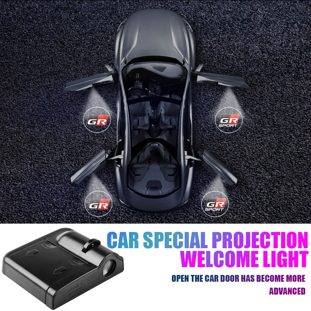 1/2pc GR SPORT Badge Car Door Welcome Light Projector Shadow Lamp for Toyota Prius Avensis Rav4 Land Cruiser Auris Yaris Corolla