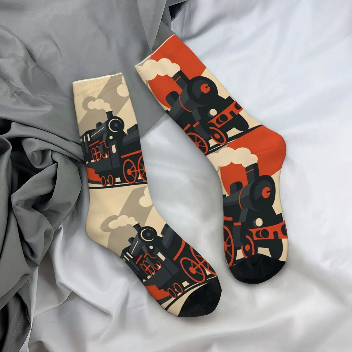 جوارب دائرية لجميع المواسم، جوارب قطار البخار، جوارب هاراجوكو الطويلة، إكسسوارات للرجال والنساء هدية عيد الميلاد