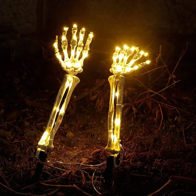 Halloween Skull Skeleton Head Realistic Human Hand Arms for Halloween Party Home Garden Lawn Decor Haunted House Horror Props