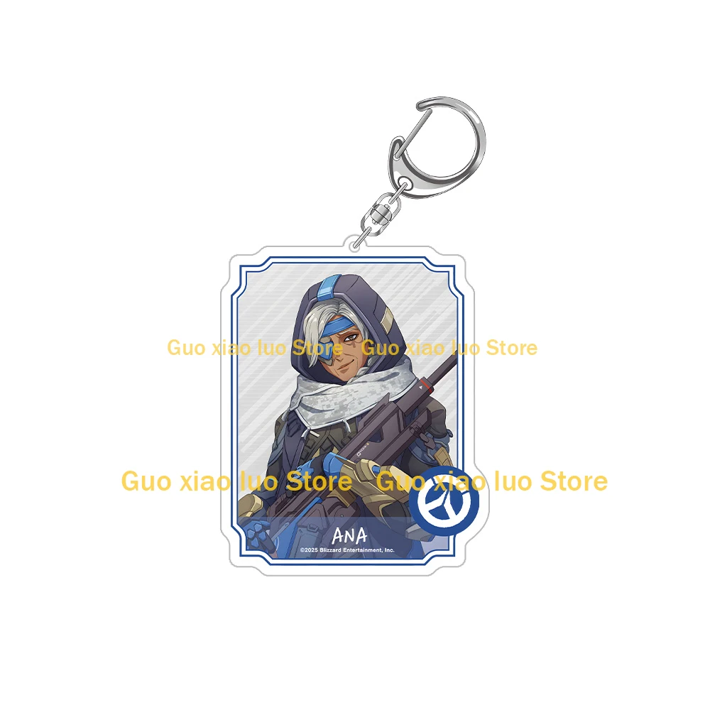 Overwatch 2 حرف مستطيل D.Va Kiriko Genji Mercy Tracer Reaper Hanzo Ana Juno Chibi سلسلة مفاتيح مصنوعة من الأكريليك حقيبة قلادة لعبة هدية #2