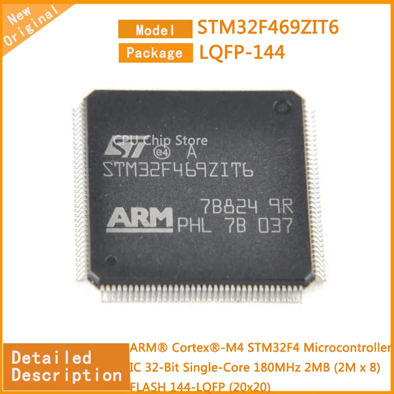 1~5Pcs  New Original  STM32F469ZIT6  STM32F469   Microcontroller IC 32-Bit Single-Core 180MHz 2MB (2M x 8) FLASH 144-LQFP (20x20