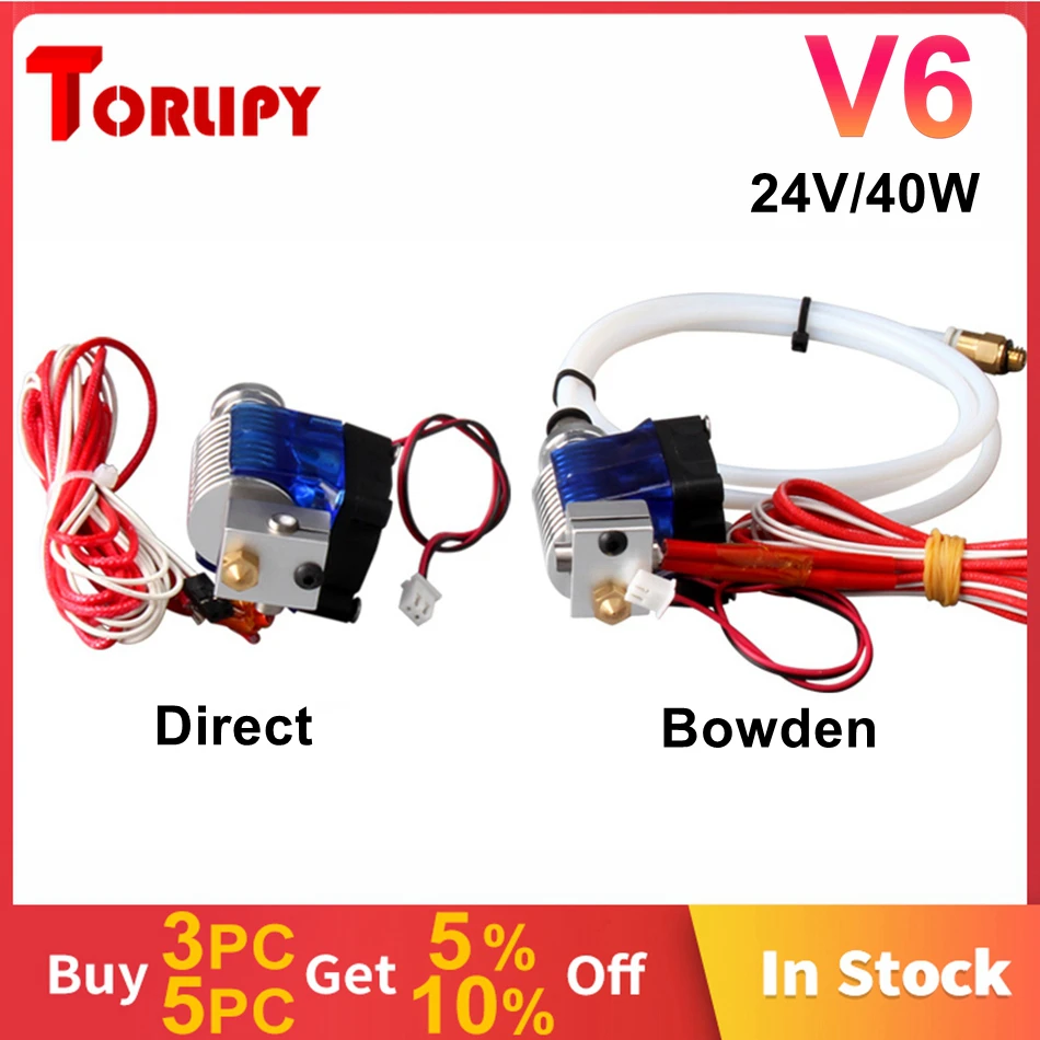 Torlipy V6 Hotend Kit 24V 40W Direct Drive & Bowden Extruder Print Head For Prusa i3 MK3 MK3S 3D Printer Parts 0.4mm 1.75mm