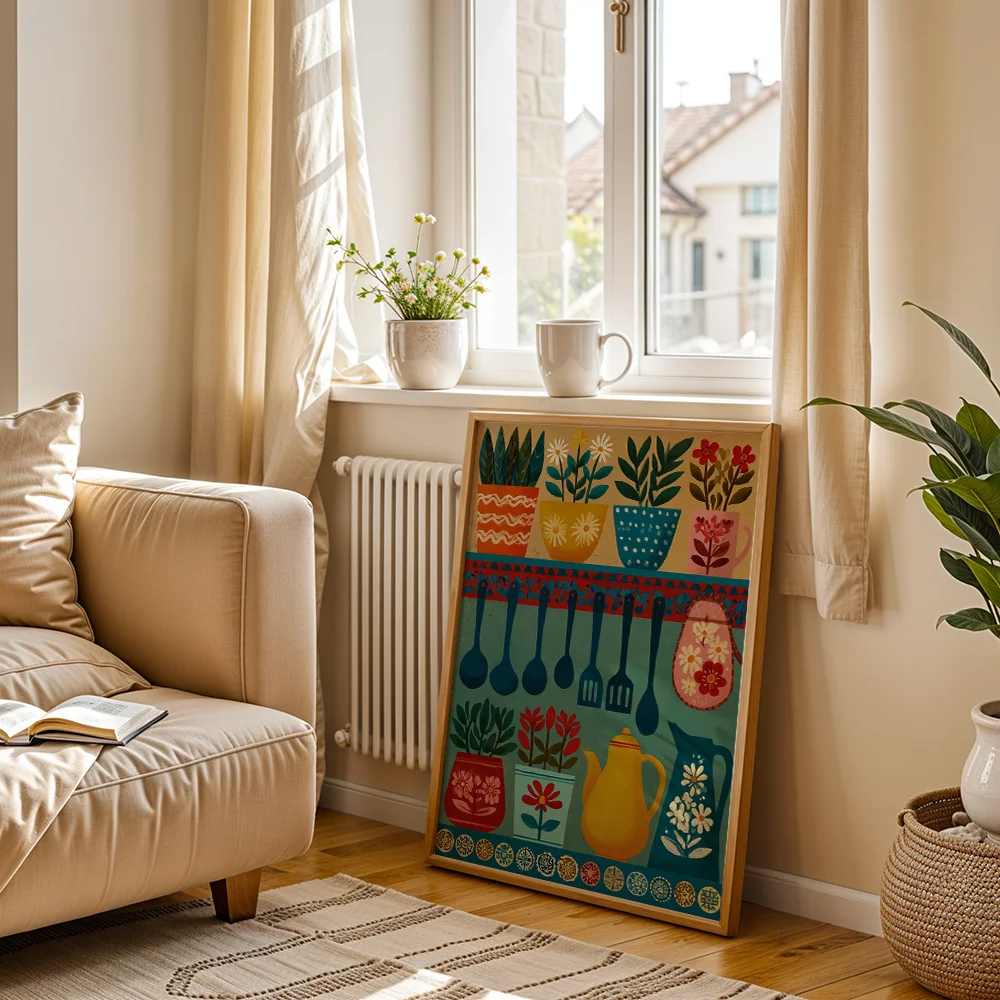 Bohemian Style Canvas Wall Art,2D Printed Poster And Hanging Prints,Vintage Wall Decor For Living
