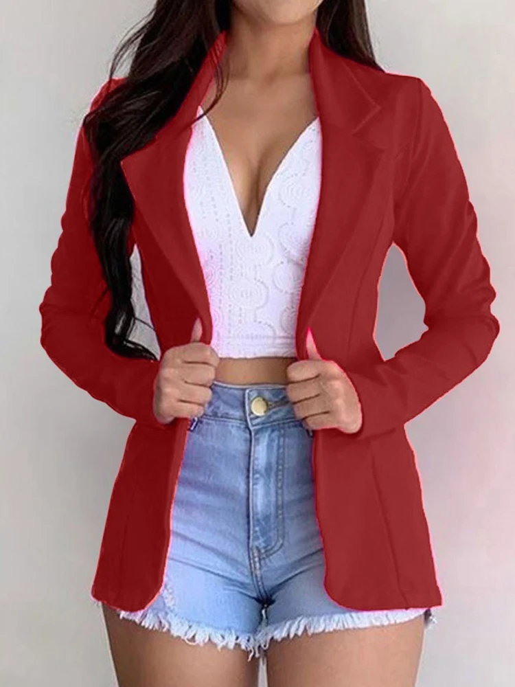 Long Sleeved Turn Down Collar Women Blazers Autumn Warm Buttons Solid Color Comfortable Ladies Jackets 2024 Fashion Street Wear