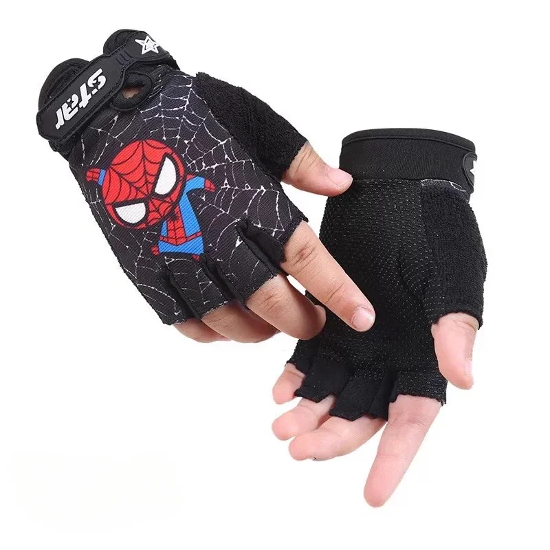 Disney Spideres Men Half-finger Glove Fashion Red Black Cool Boys Girls Sizing High Elasticity Bold Roller Skating Birthday Gift