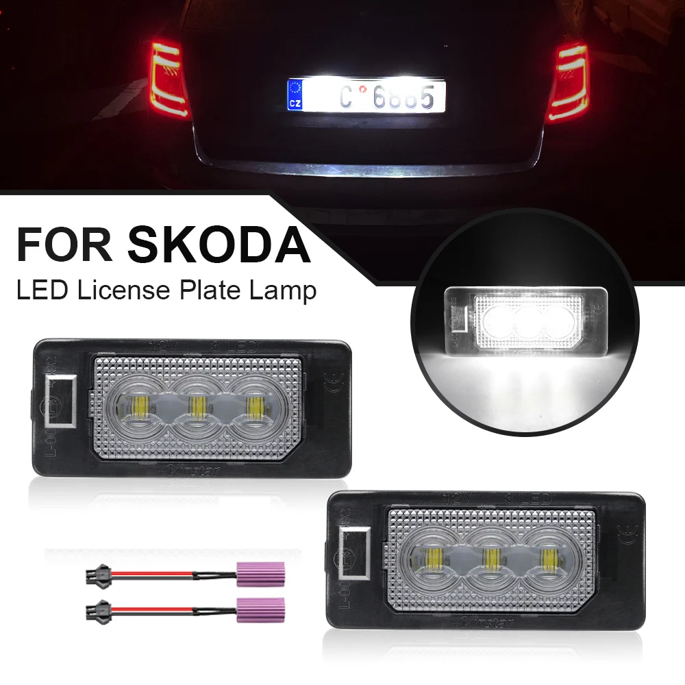 

LED Number Plate Light For Skoda Octavia Rapid Fabia Audi A1 A3 A4 A5 A6 Q7 VW Golf Touran Caddy Jetta Polo License Plate Lamp