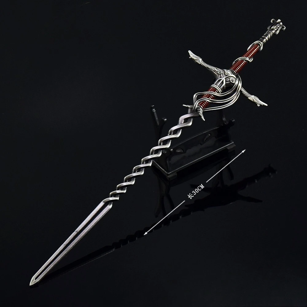 Espada Flame Knight de 30cm, Modelo de Liga Fundida com Precisão, Espada Colecionável, Ornamentos de Mesa, Katana Medieval, Brinquedos para Meninos