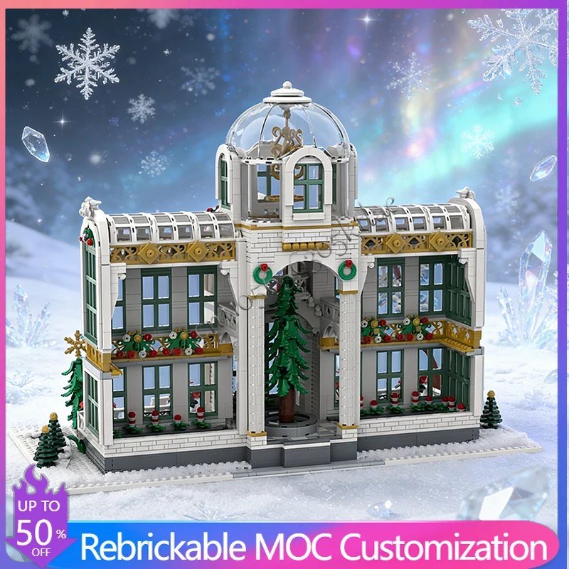 

3216 PCS Medieval Holiday Conservatory MOC Customize Modular Building Block Simple Design Kids Technology DIY Assembly Toy Gift