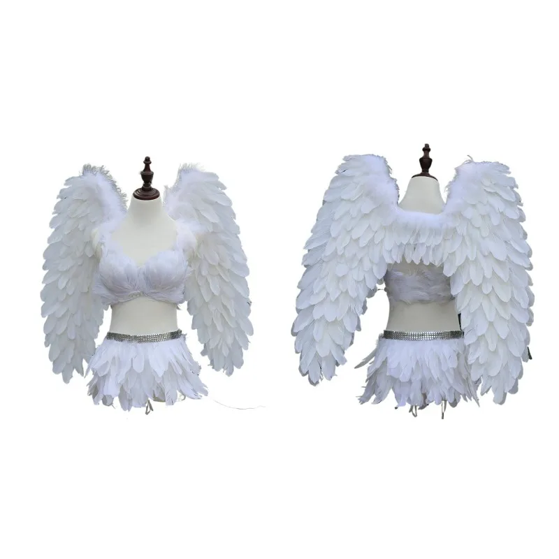 

New Model Feather Dress Women Catwalk Night Show Feather Wings Photo Props Lady Photography Props Adlut Fashion Suit Handmade