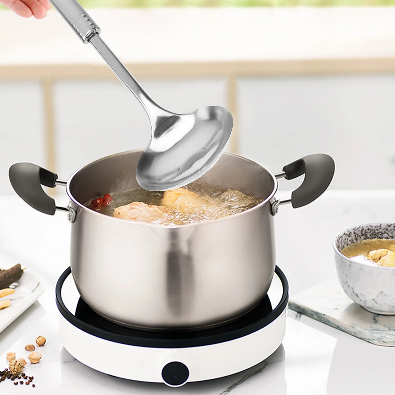 1Set Household Cooking Utensil Set Stainless Steel Spoons Forks Practical Safe Non-Stick Stain Resistant Kitchen Gadgets