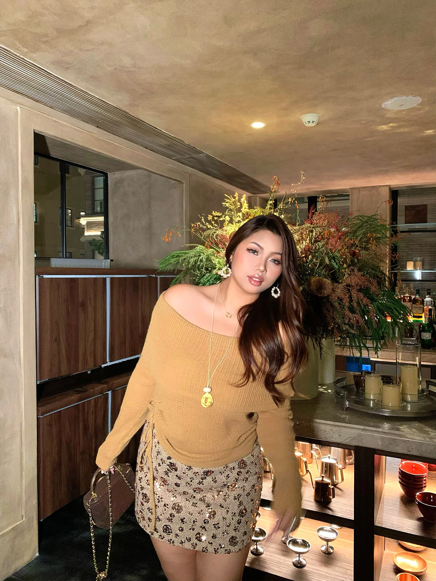 

Street Sle Oversized Knitted Sweater oulder Bared Loose Fit Women's Autumn Winter Warm Thiening Color Top