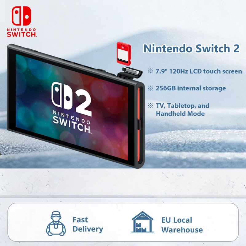 Console de jeu portable Nintendo Switch 2 version UE originale, 256 Go de stockage, écran tactile LCD 7,9 pouces, desig…